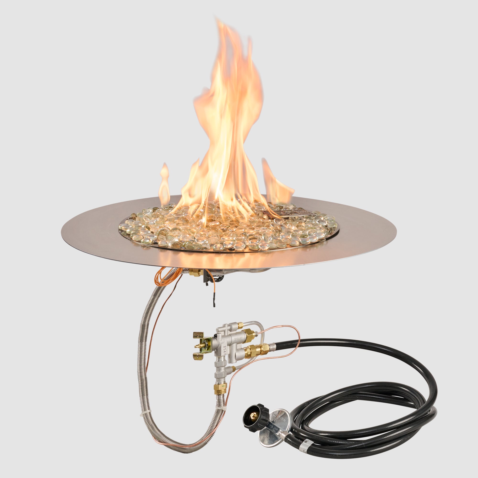 Crystal Fire Plus Round Gas Burner Insert and Plate Kit