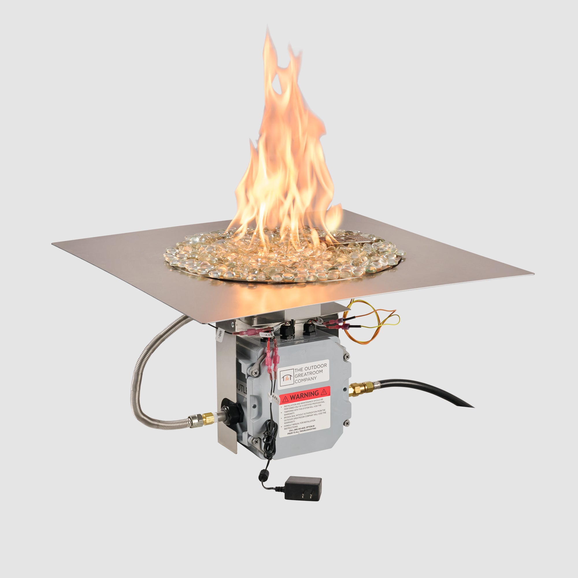 Crystal Fire Plus Square Gas Burner Insert and Plate Kit