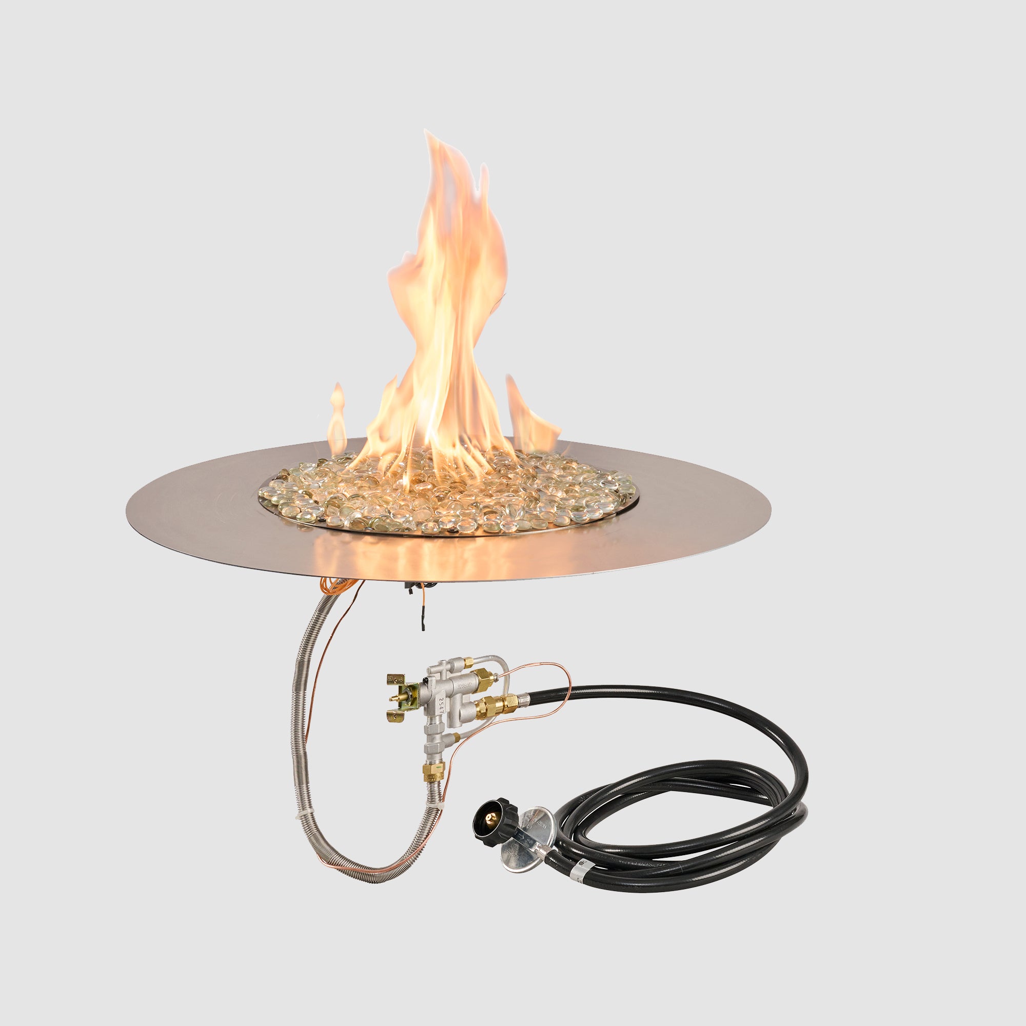 Crystal Fire Plus Round Gas Burner Insert and Plate Kit