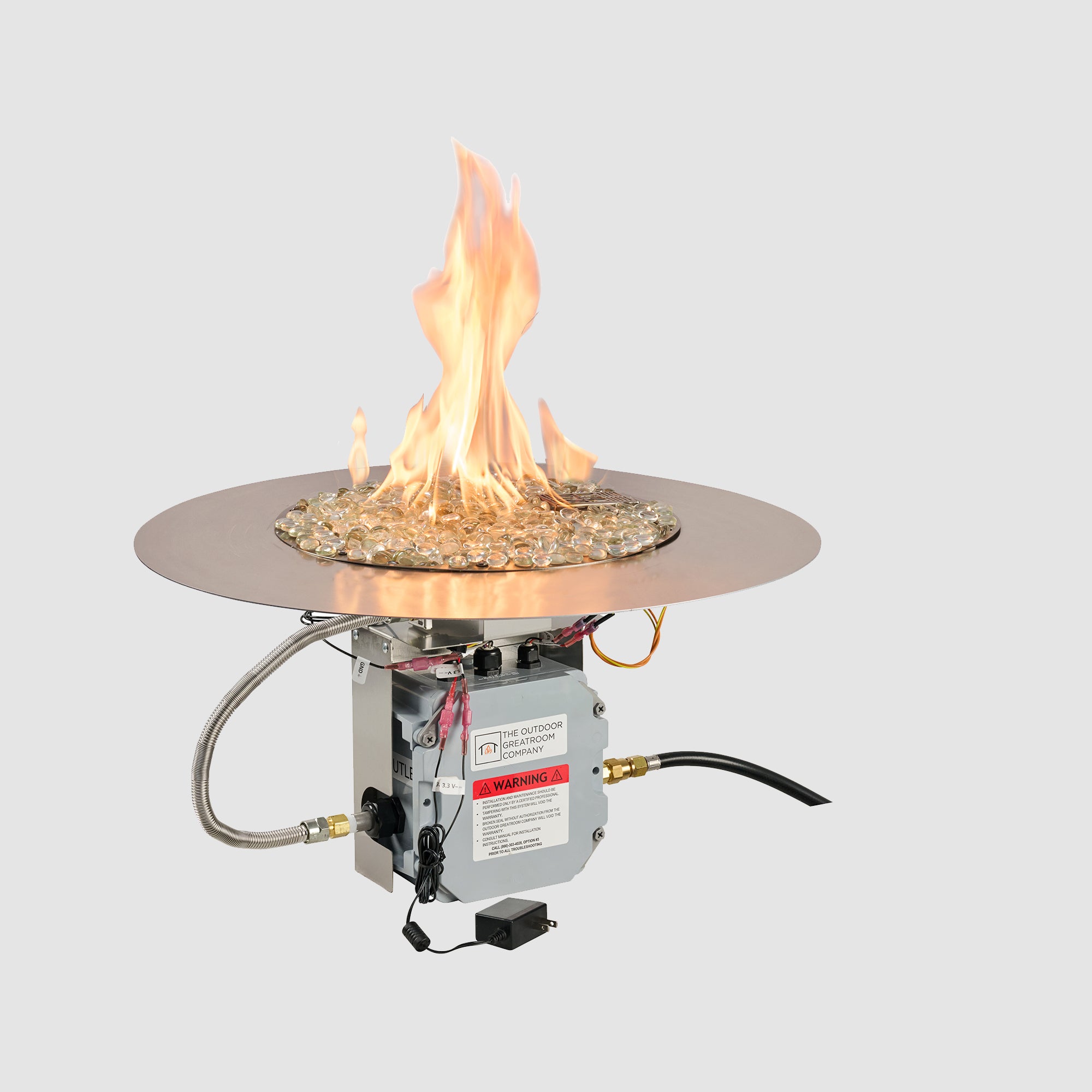 Crystal Fire Plus Round Gas Burner Insert and Plate Kit