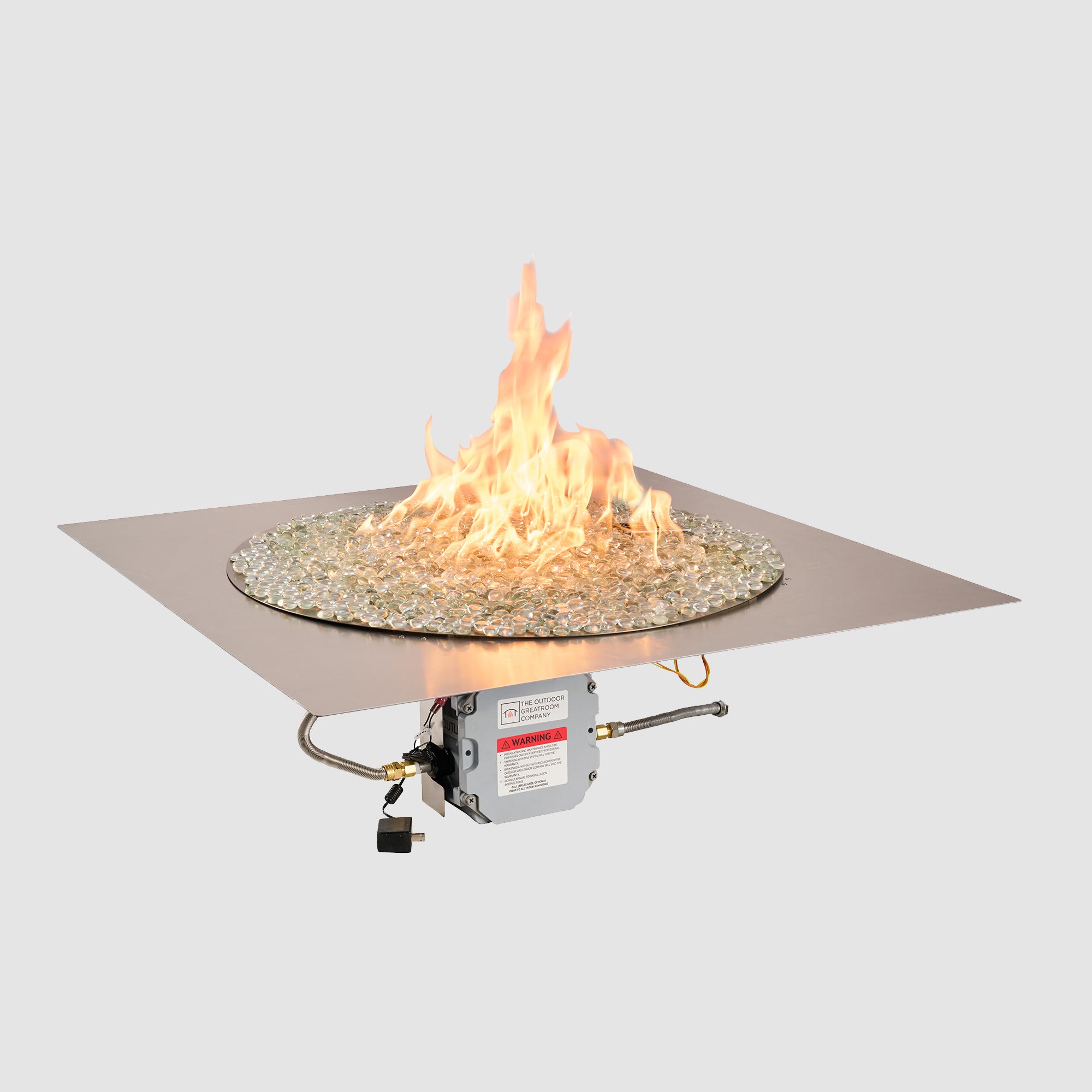 Crystal Fire Plus Square Gas Burner Insert and Plate Kit