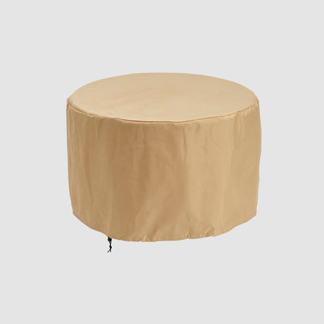 The Stonefire Round Fire Table Protective Cover on a grey background