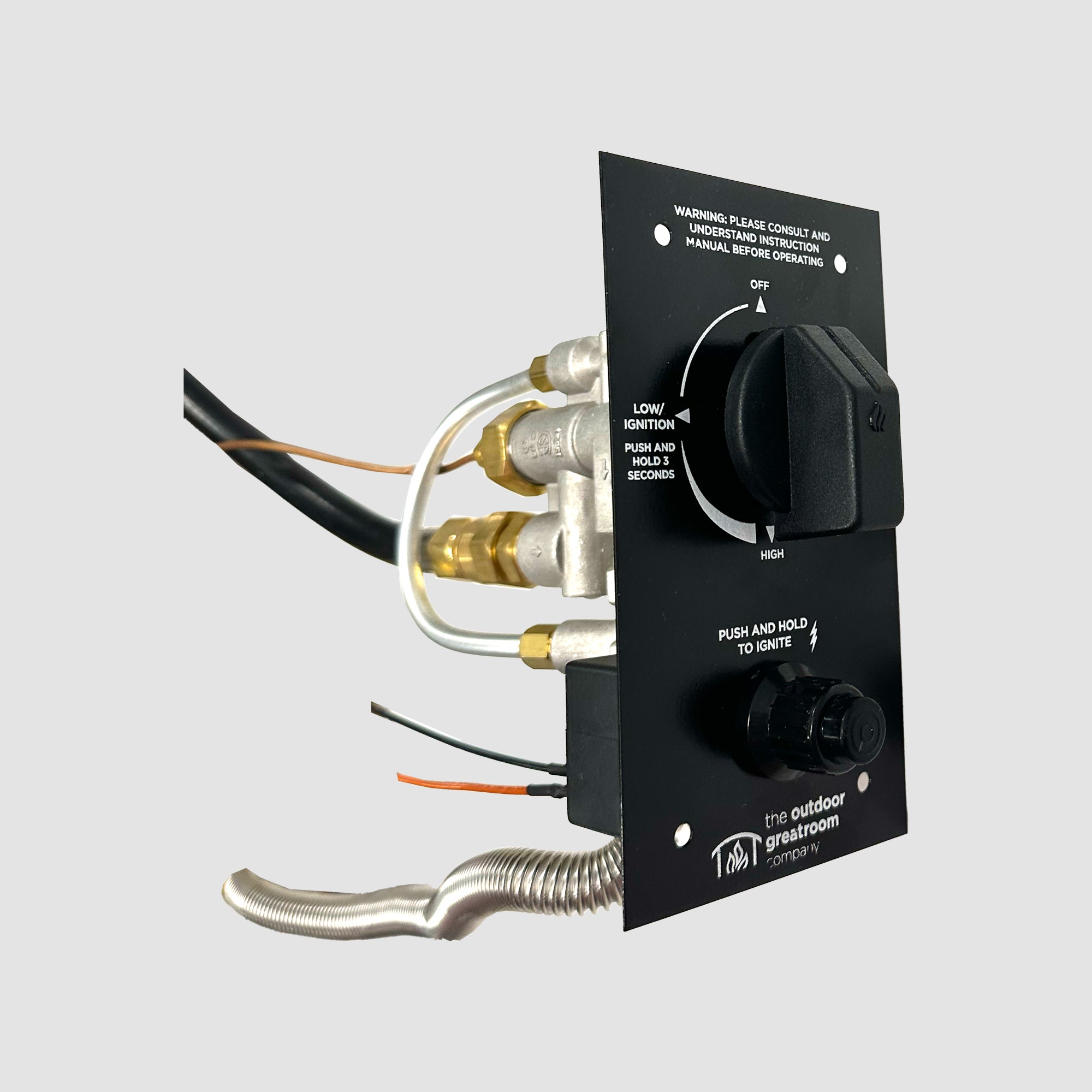 The Crystal Fire Plus Control Panel sized 6.38" x 3.5" front angled view on a grey background