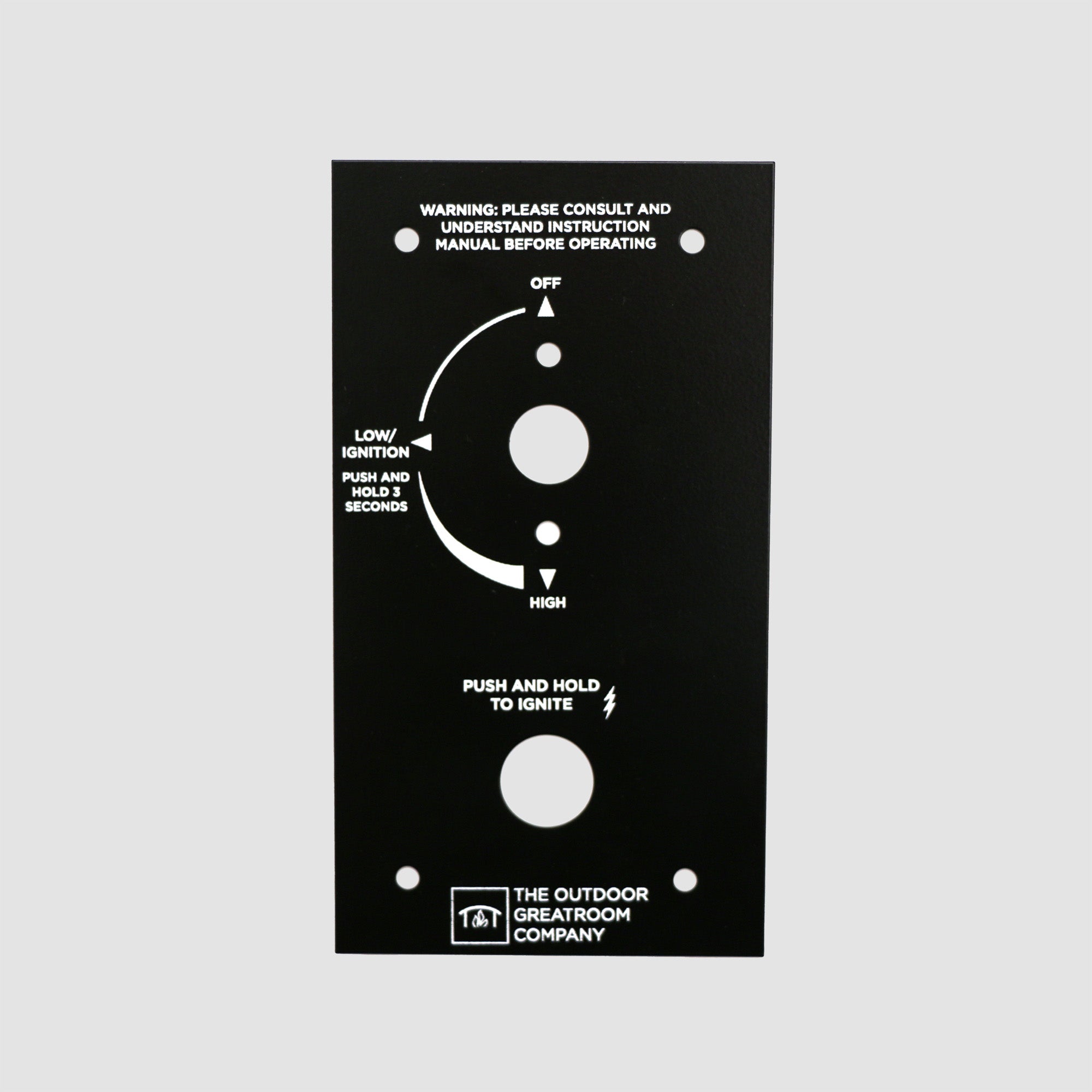 The Crystal Fire Plus Control Panel sized to 6.38" x 3.5" on a grey background