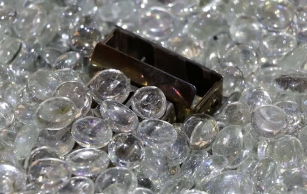 A close up of the Crystal Fire burner and fire gems