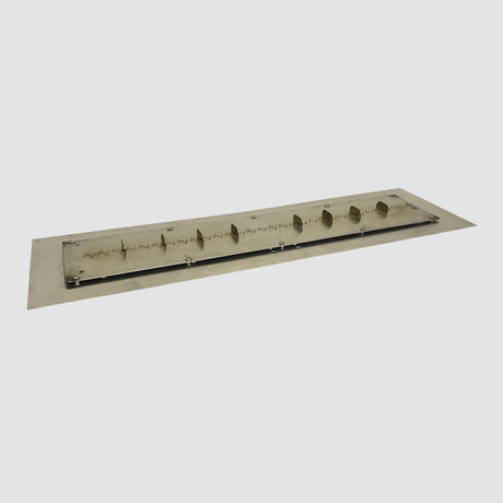 The 42" Crystal Fire Plus Linear Gas Burner Insert and Plate Kit on a grey background