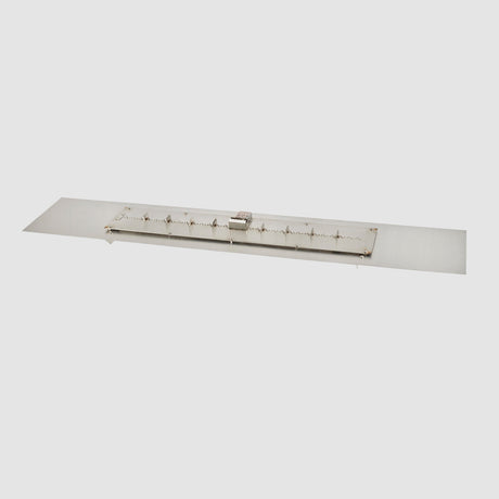 The 60" Crystal Fire Plus Linear Gas Burner Insert and Plate Kit on a grey background
