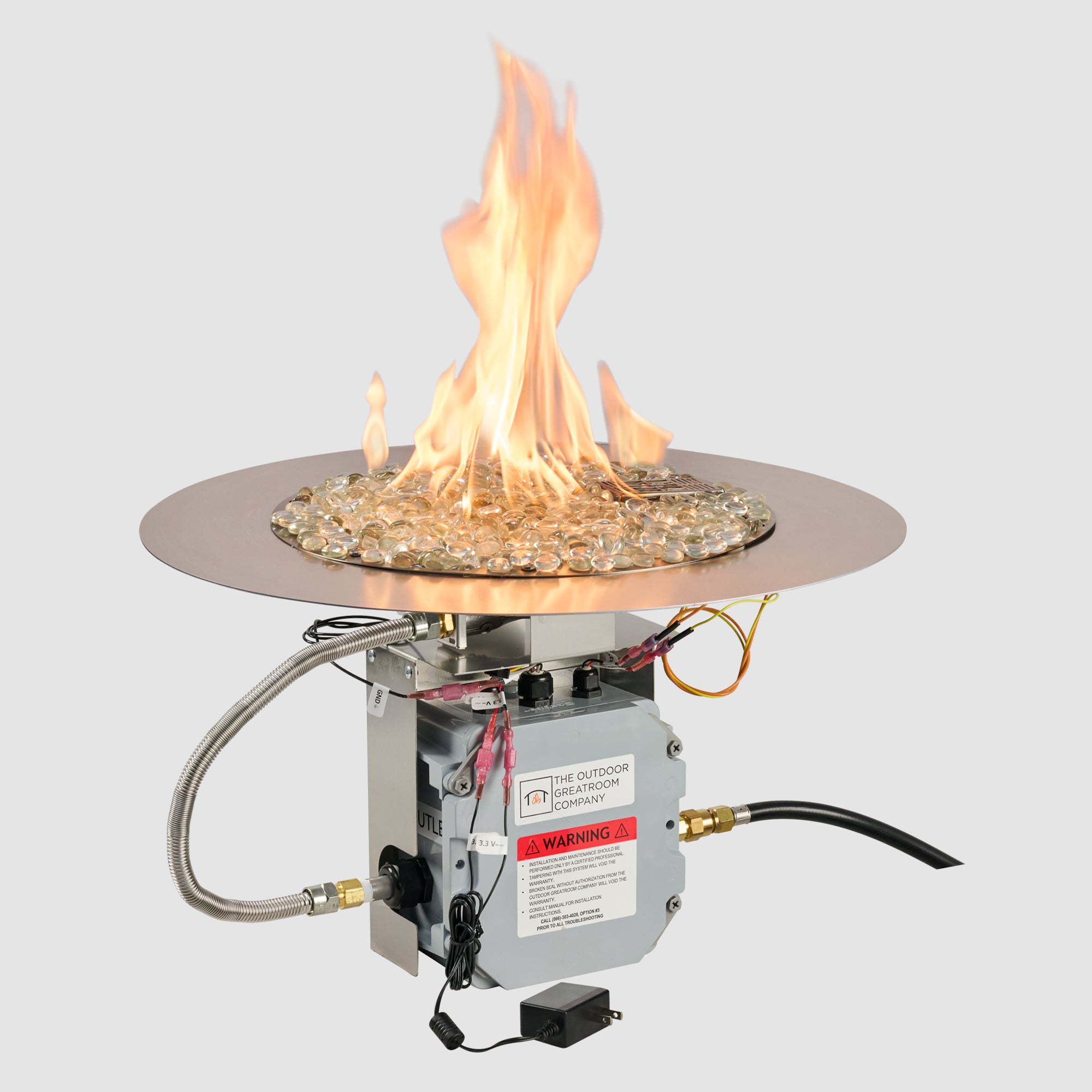Crystal Fire Plus Round Gas Burner Insert and Plate Kit