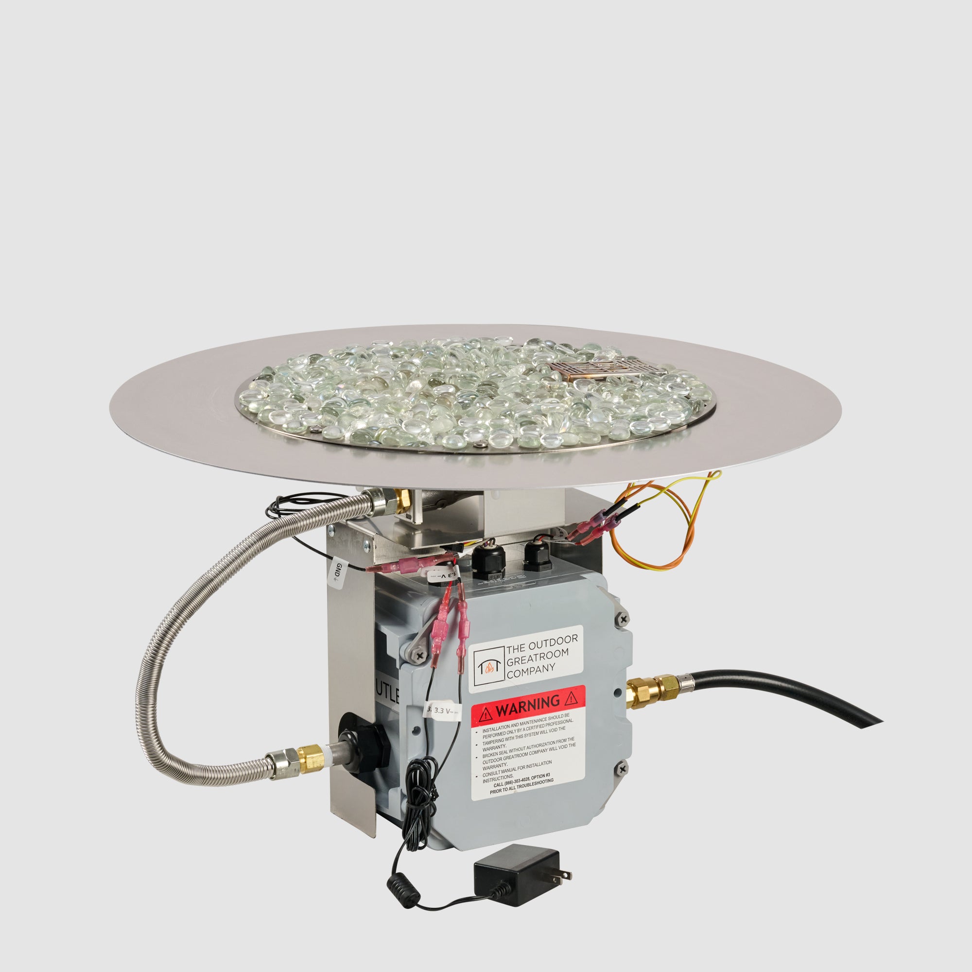 Crystal Fire Plus Round Gas Burner Insert and Plate Kit