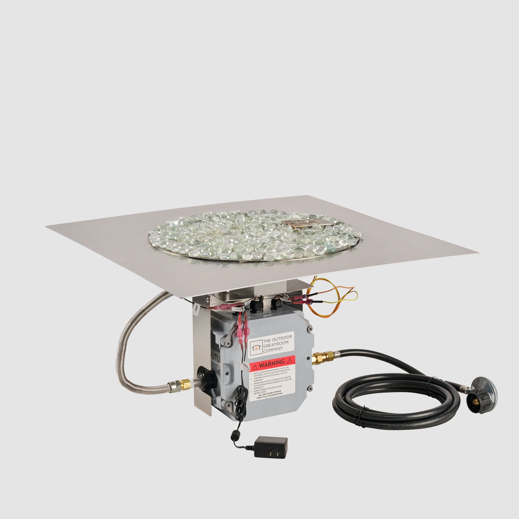 Crystal Fire Plus Square Gas Burner Insert and Plate Kit