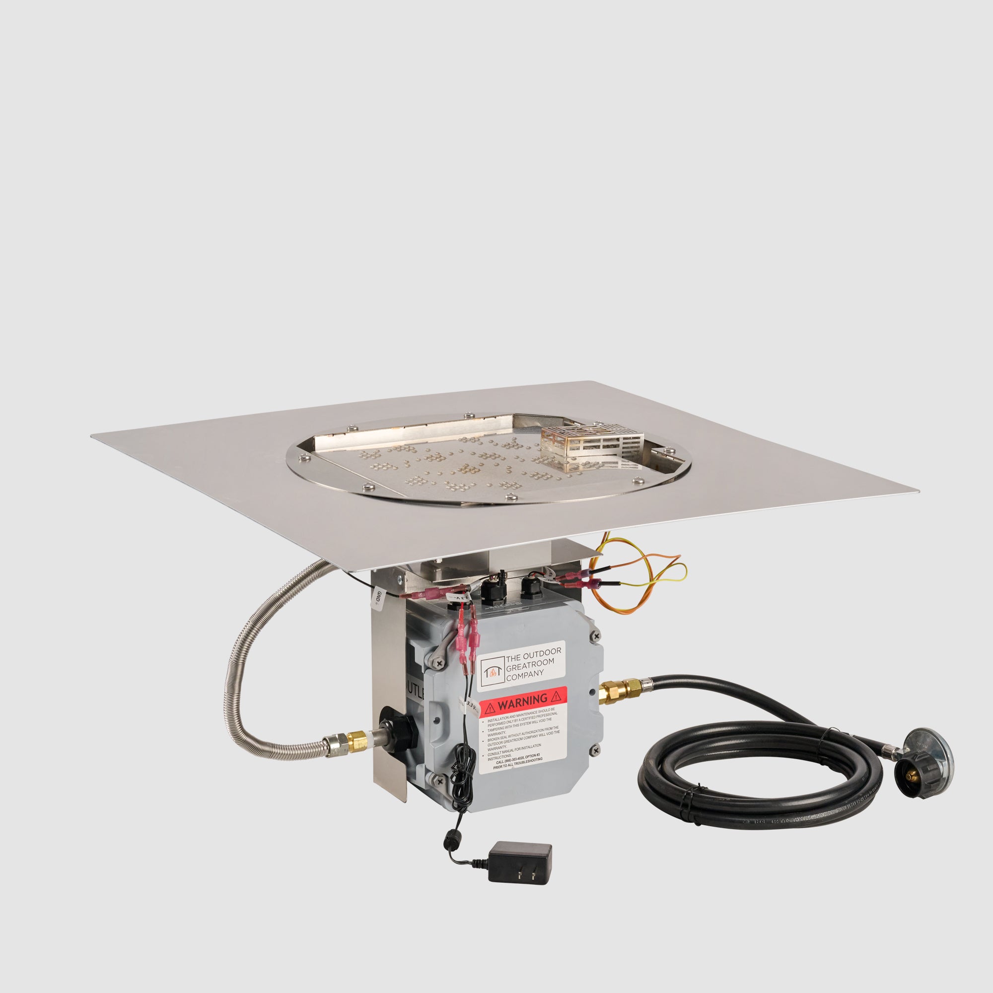 Crystal Fire Plus Square Gas Burner Insert and Plate Kit
