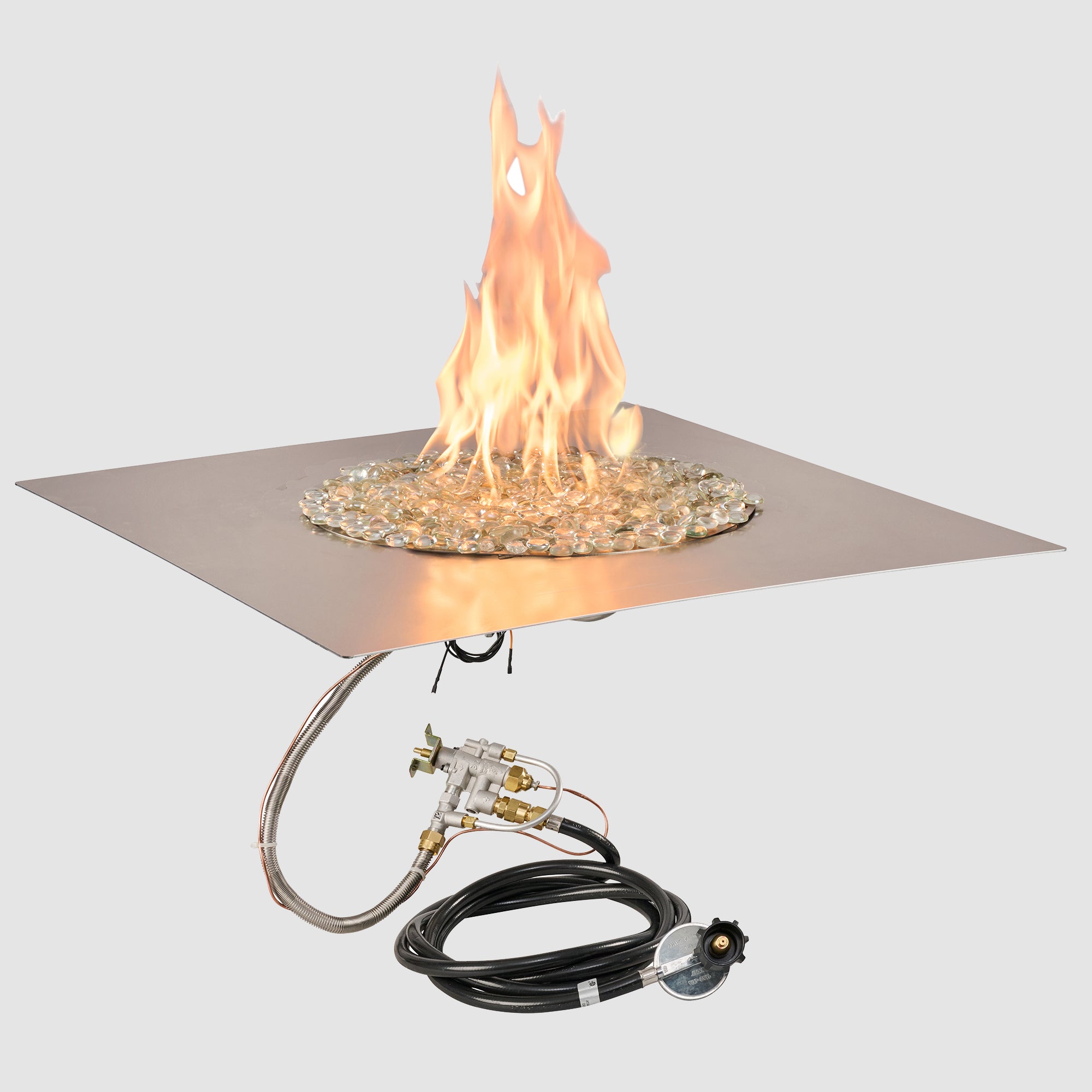 Crystal Fire Plus Square Gas Burner Insert and Plate Kit