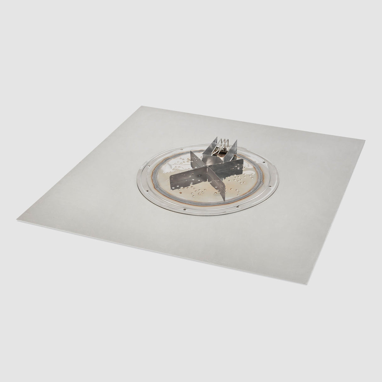 The 30" Crystal Fire Plus Square Gas Burner Insert and Plate Kit with a Direct Spark Ignition on a grey background