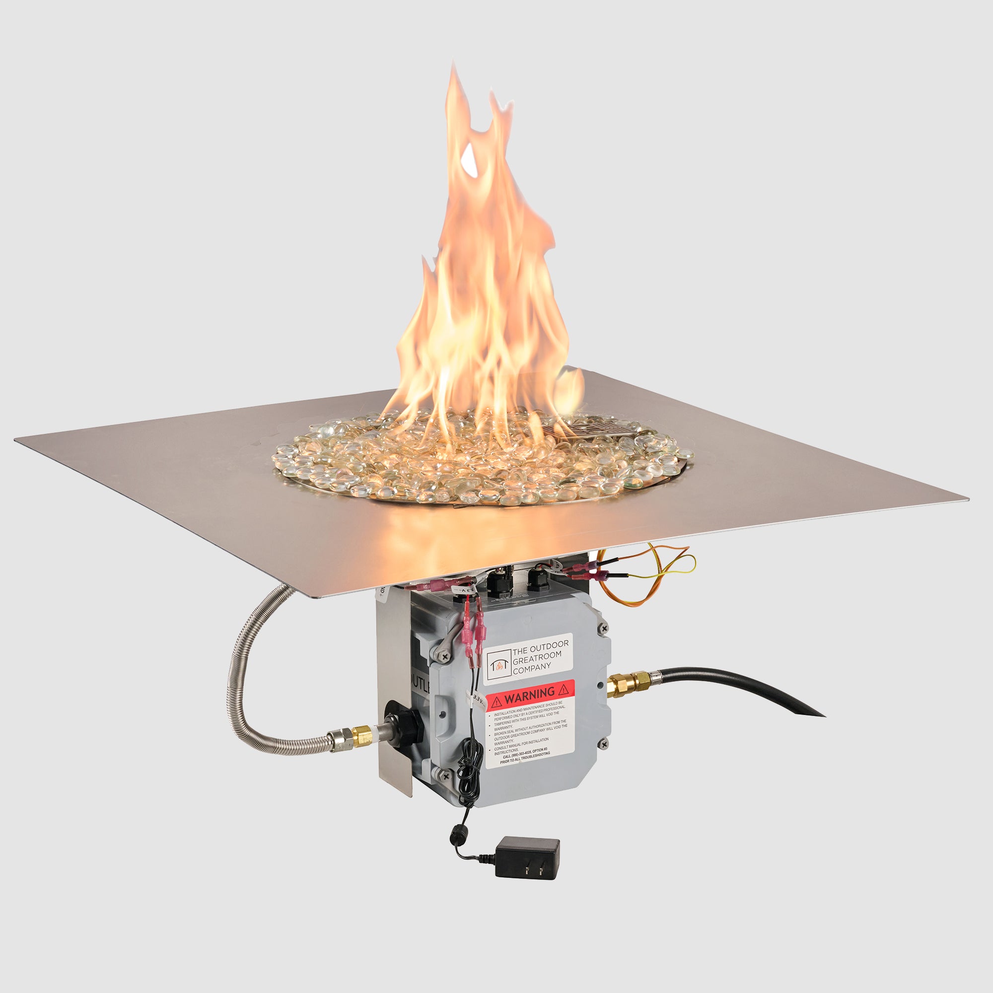 Crystal Fire Plus Square Gas Burner Insert and Plate Kit