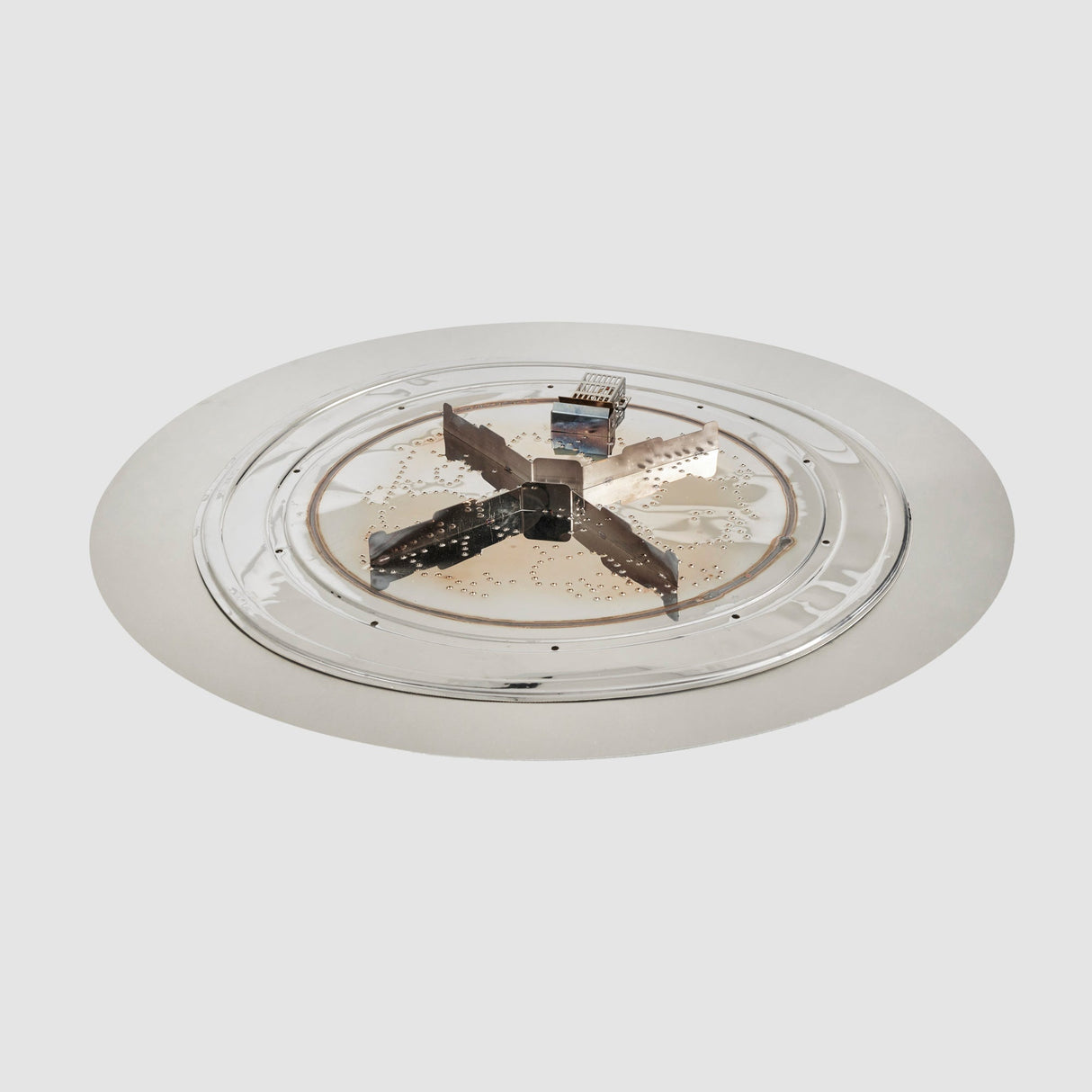 The 36" Crystal Fire Plus Round Gas Burner Insert and Plate Kit on a grey background