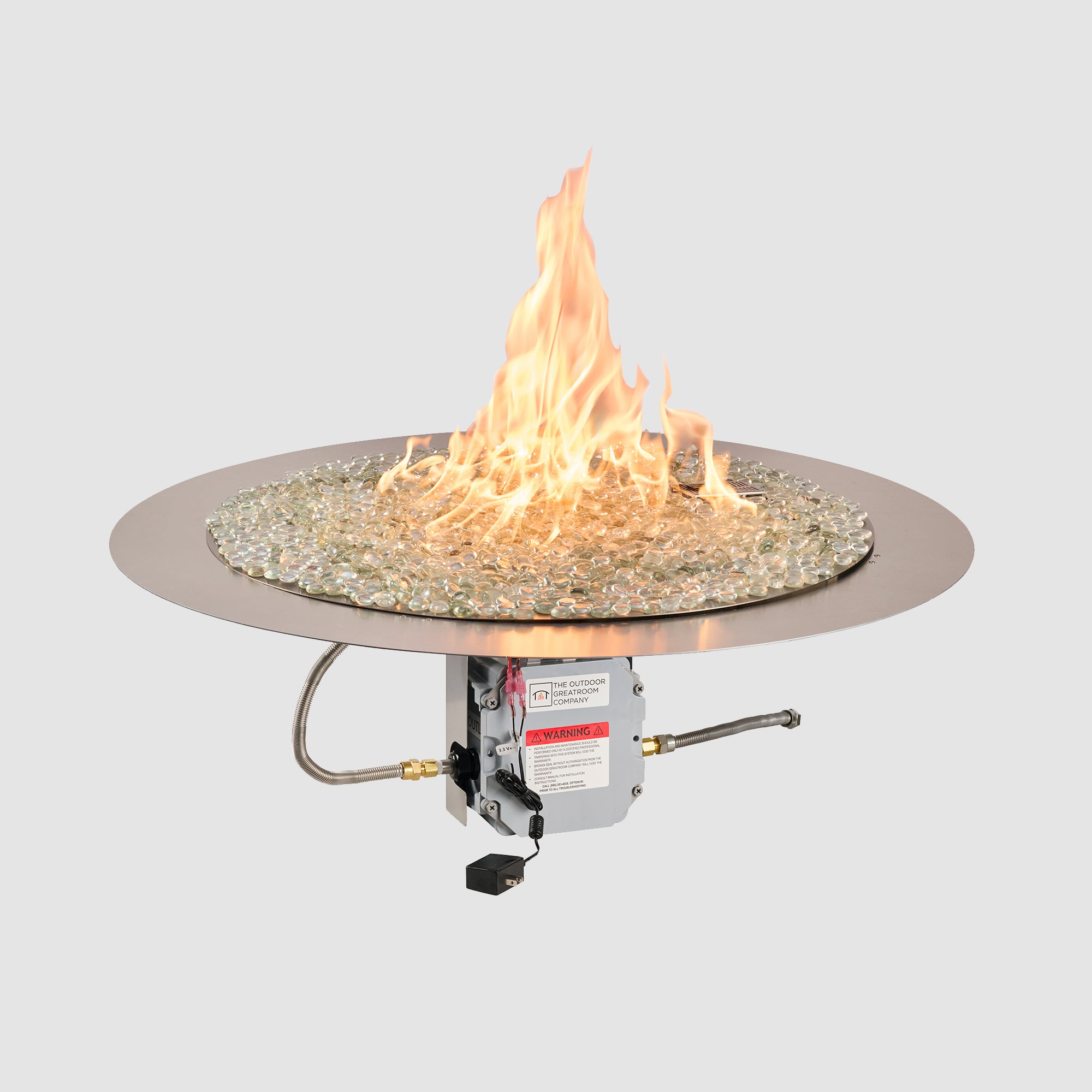 Crystal Fire Plus Round Gas Burner Insert and Plate Kit