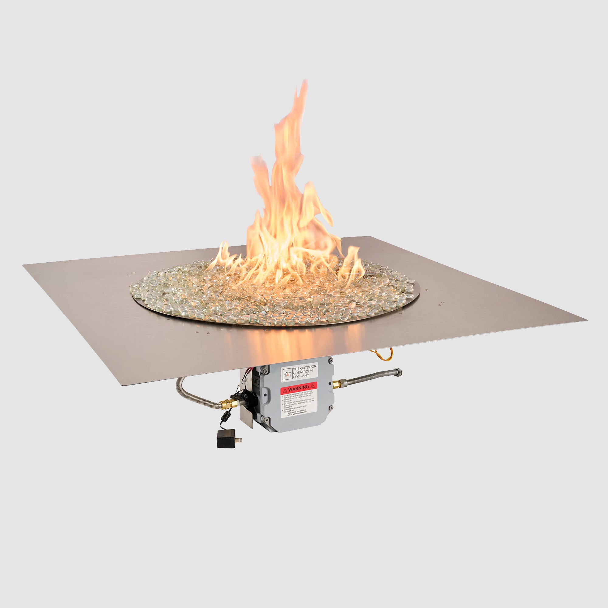 Crystal Fire Plus Square Gas Burner Insert and Plate Kit