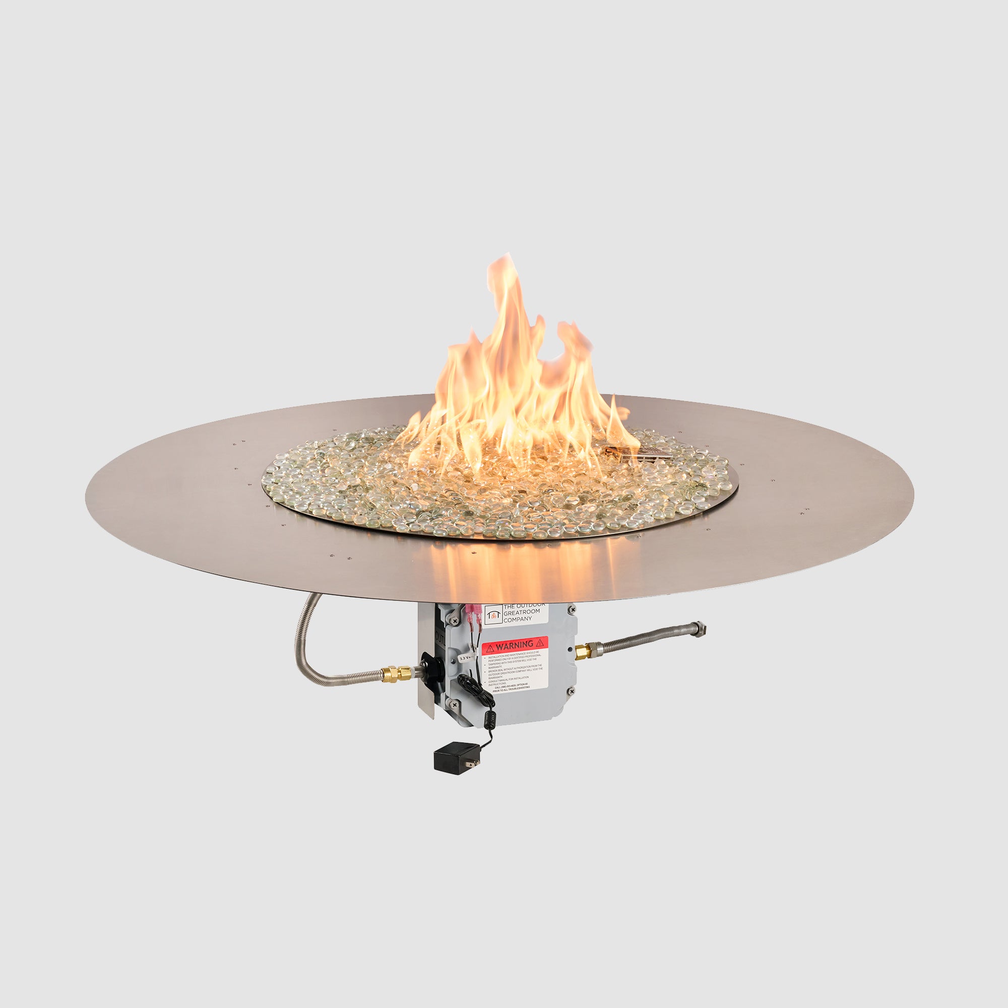 Crystal Fire Plus Round Gas Burner Insert and Plate Kit