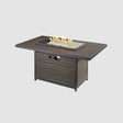 The Brooks Rectangular Gas Fire Pit Table on a grey background
