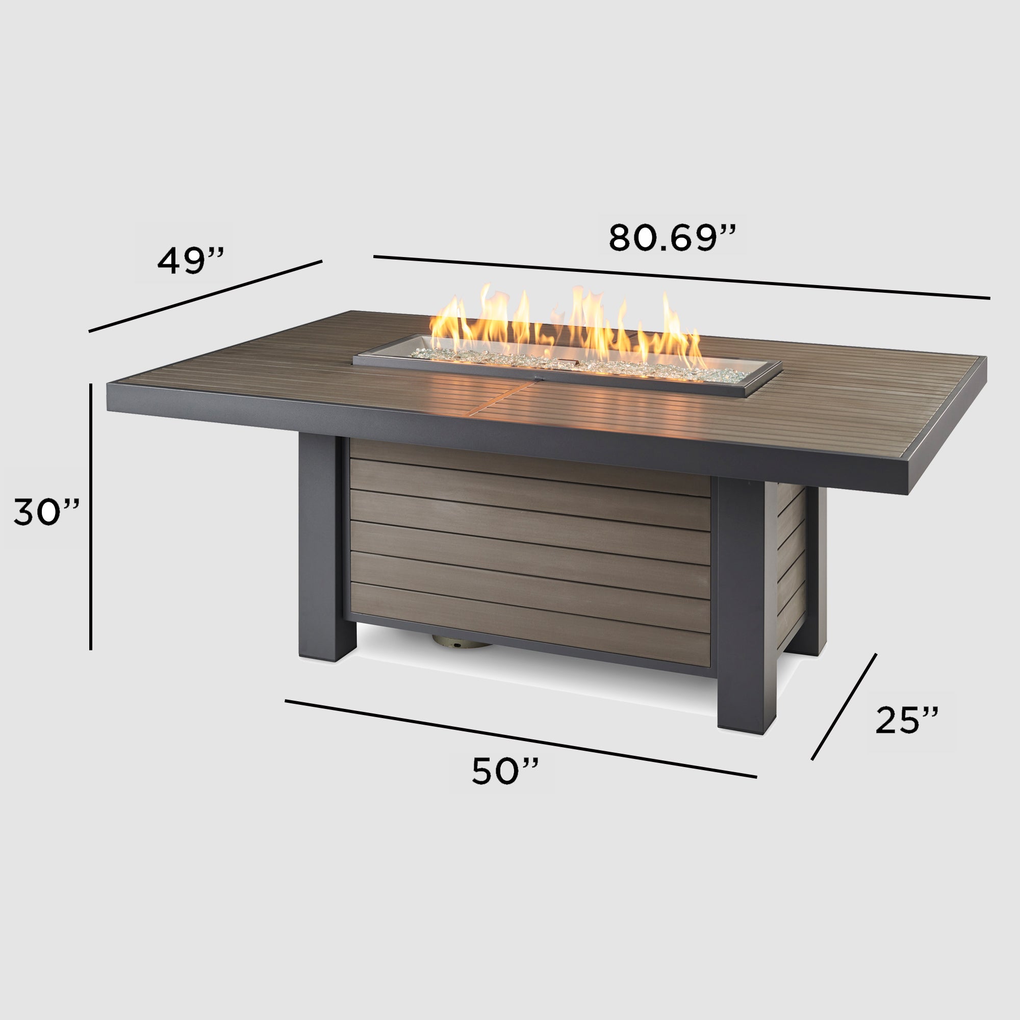 Kenwood and Brooks Linear Dining Height Gas Fire Pit Table