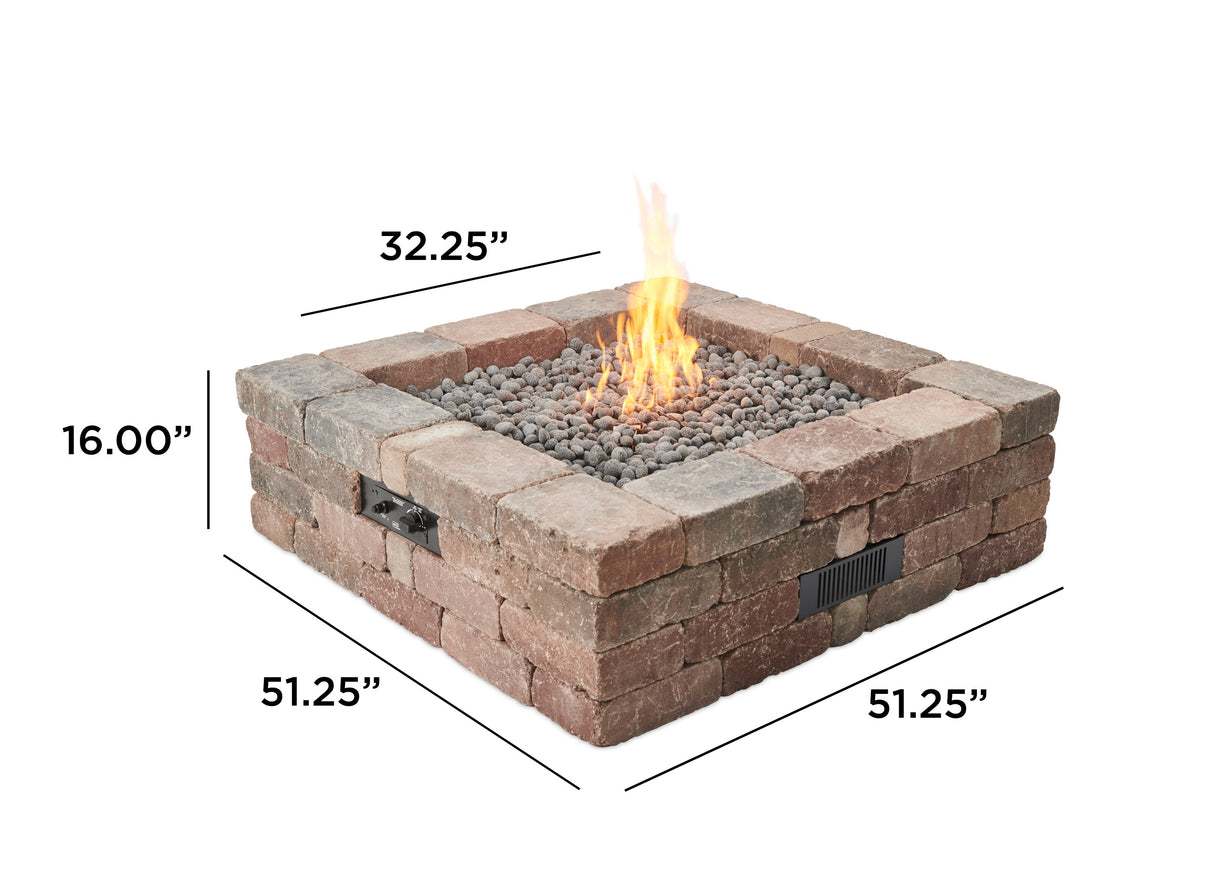 Bronson Block Square Gas Fire Pit Kit