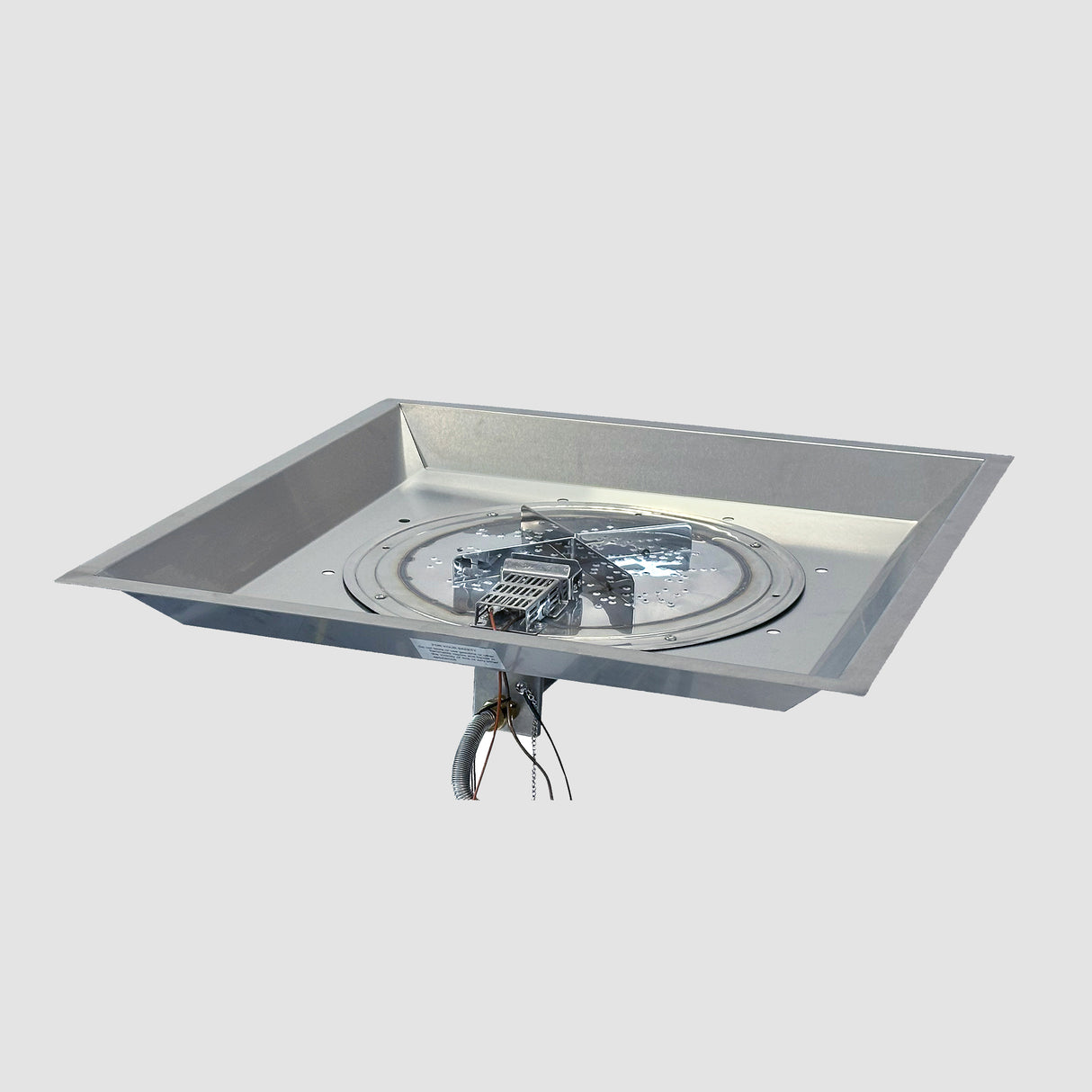 The 24" x 24" Crystal Fire Plus Square Gas Burner on a grey background