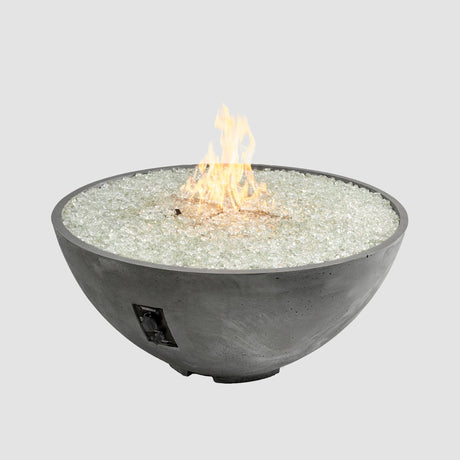 Midnight Mist Cove Edge Round Gas Fire Pit Bowl 42" on a grey background