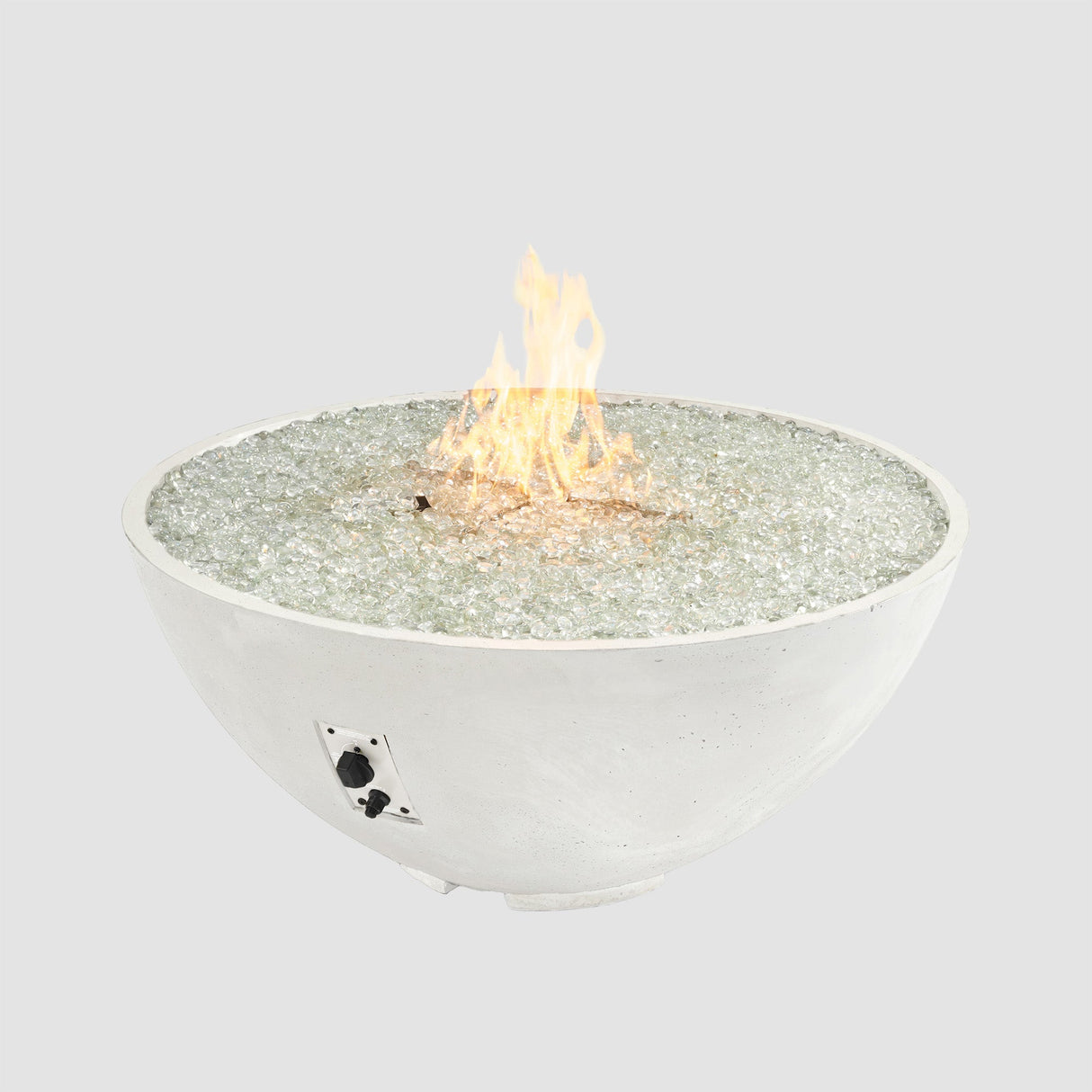 White Cove Edge Round Gas Fire Pit Bowl 42" on a grey background