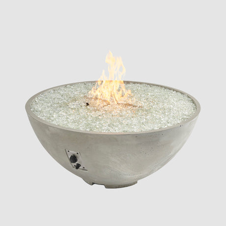 Natural Grey Cove Edge Round Gas Fire Pit Bowl 42" on a grey background