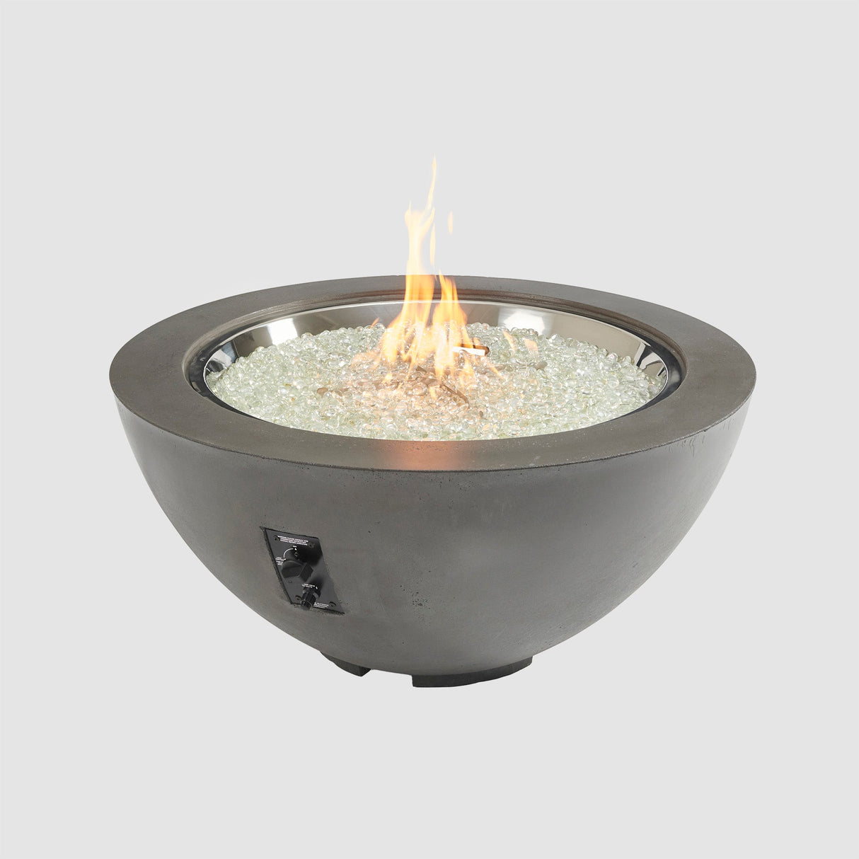 Midnight Mist Cove Round Gas Fire Pit Bowl 42" on a grey background