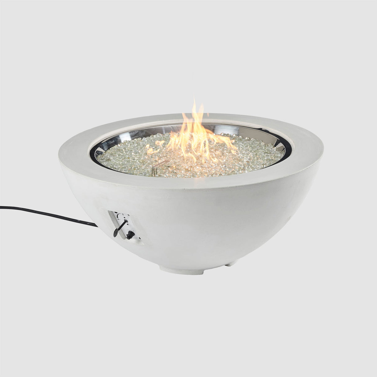 White Cove Round Gas Fire Pit Bowl 42" on a grey background