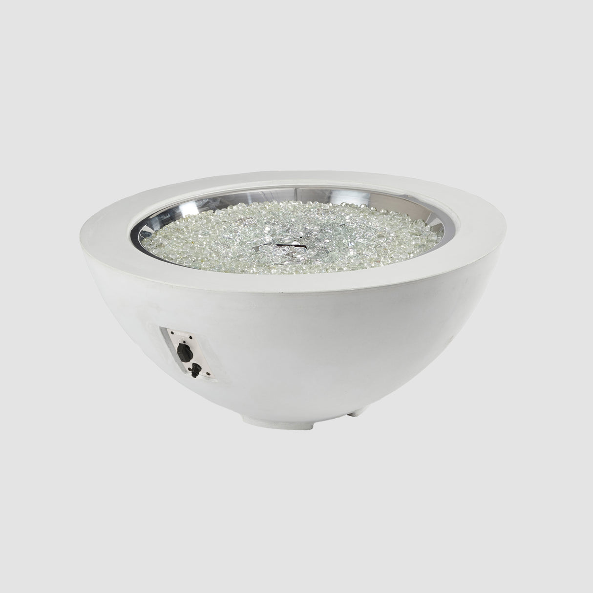 A White Cove Round Gas Fire Pit Bowl 42" on a grey background