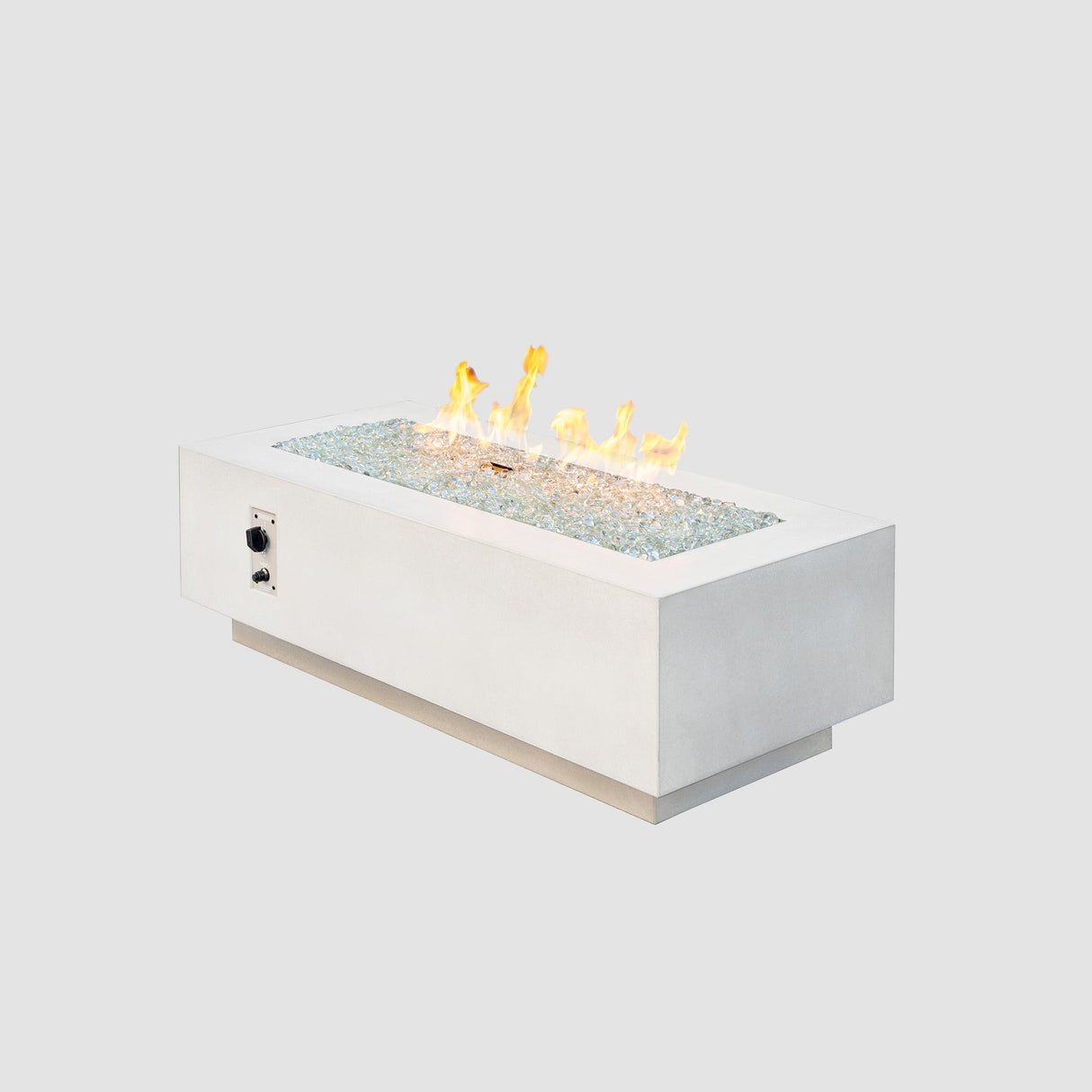 White Cove Linear Gas Fire Pit Table 54" on a grey background