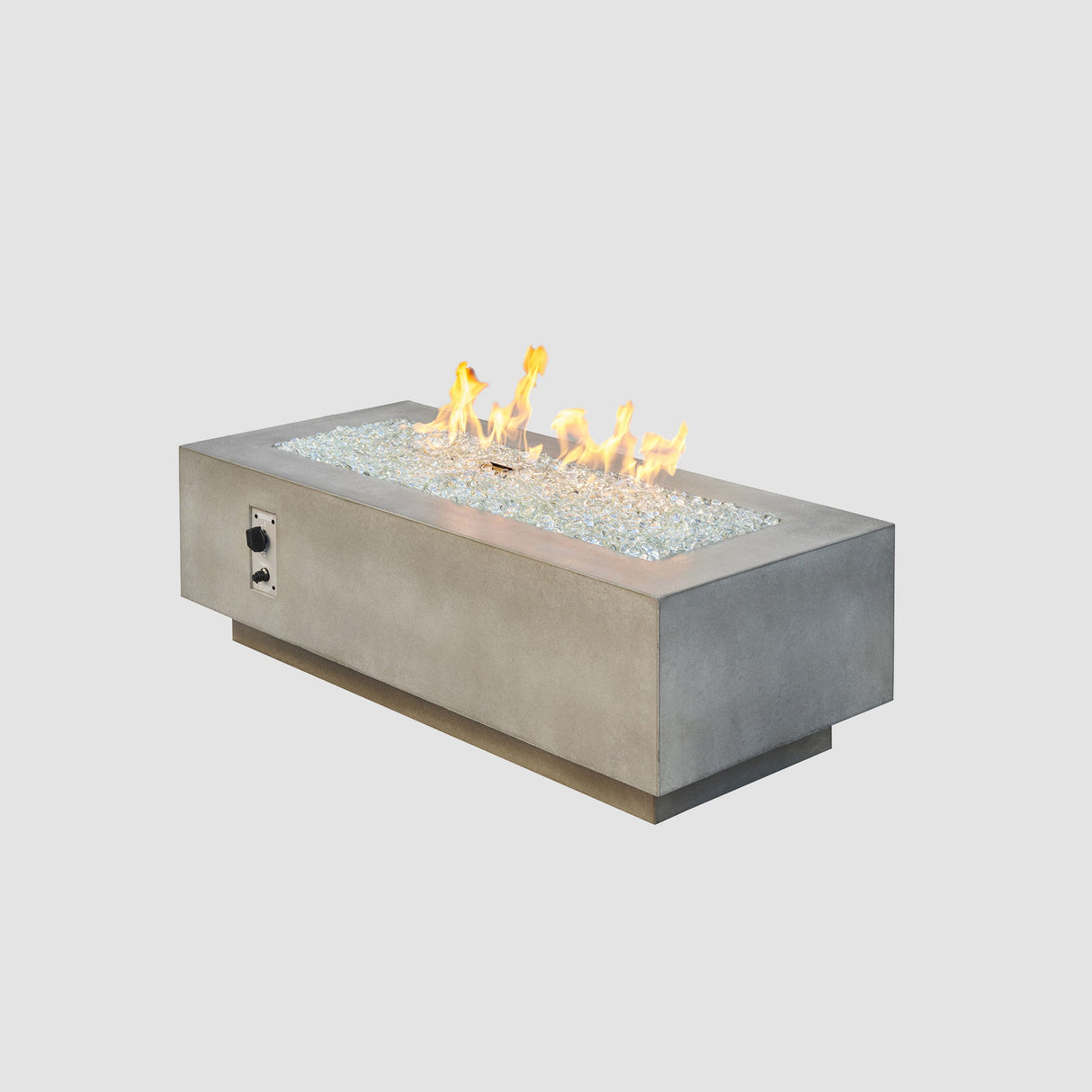 Natural Grey Cove Linear Gas Fire Pit Table 54" on a grey background