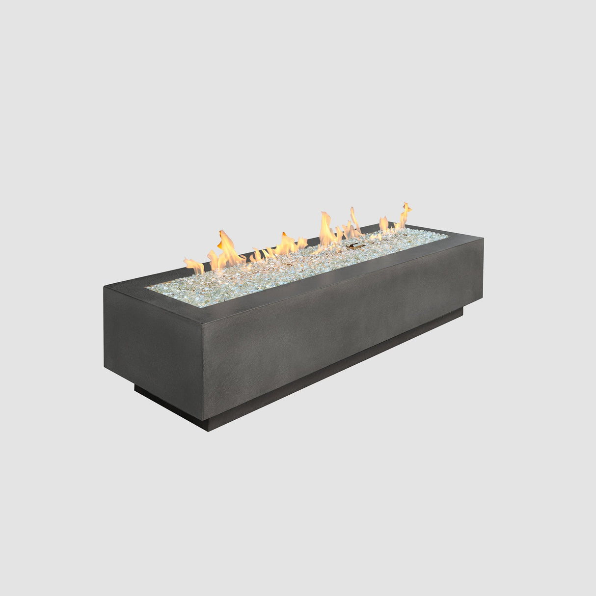 Midnight Mist Cove Linear Gas Fire Pit Table 72" on a grey background
