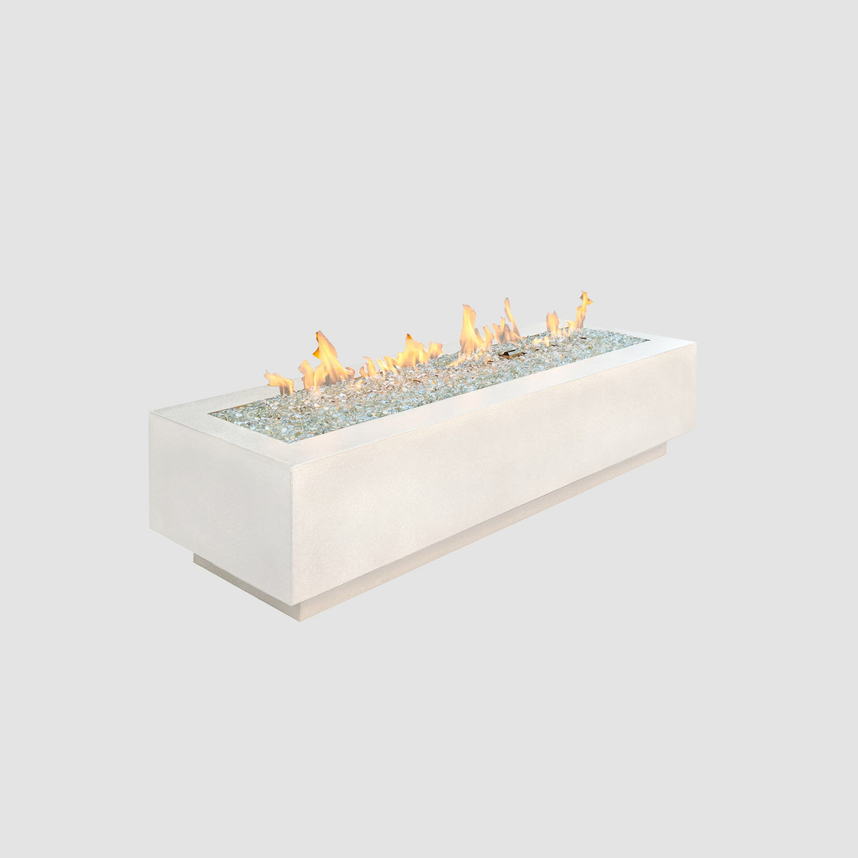 White Cove Linear Gas Fire Pit Table 72" on a grey background