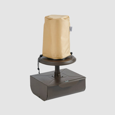 The Intrigue Table Top Outdoor Lantern Protective Cover on a grey background