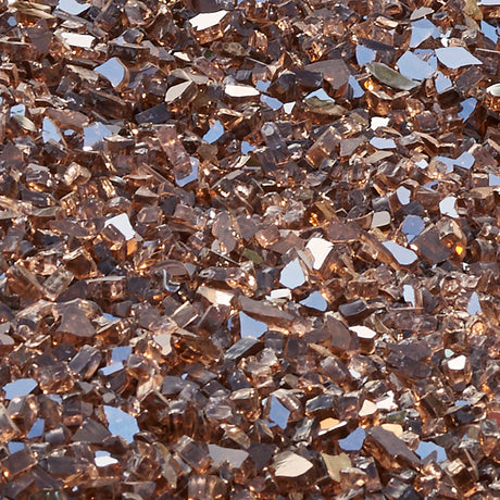 Close up of Copper Crushed Tempered Fire Glass that is used in Crystal Fire Plus burners