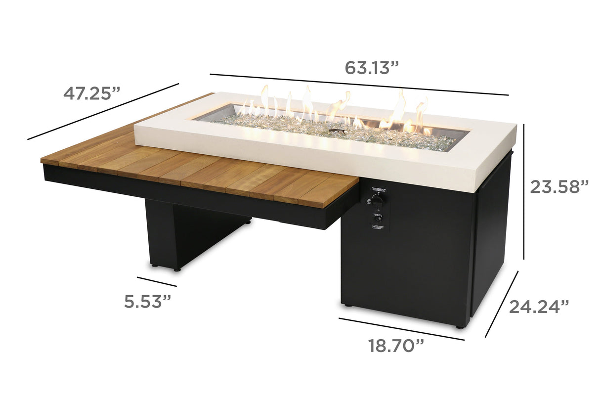 Uptown Iroko Linear Gas Fire Pit Table