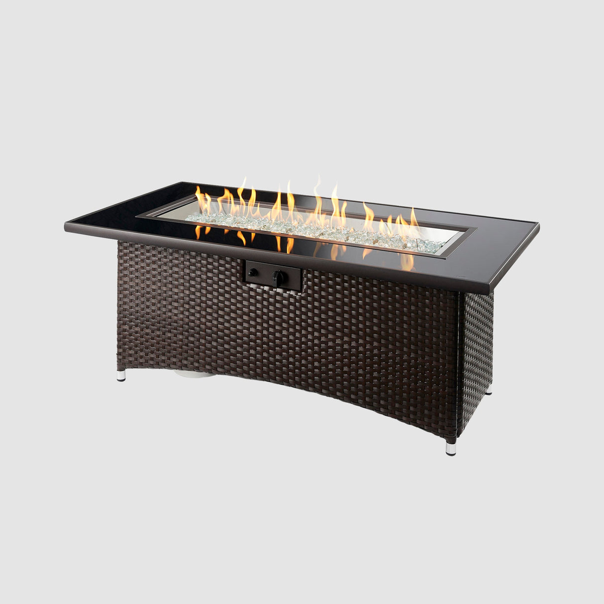 Montego Linear Gas Fire Pit Table on a grey background