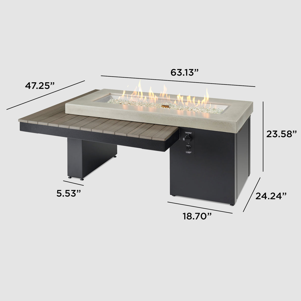 Uptown Coastal Grey Linear Gas Fire Pit Table