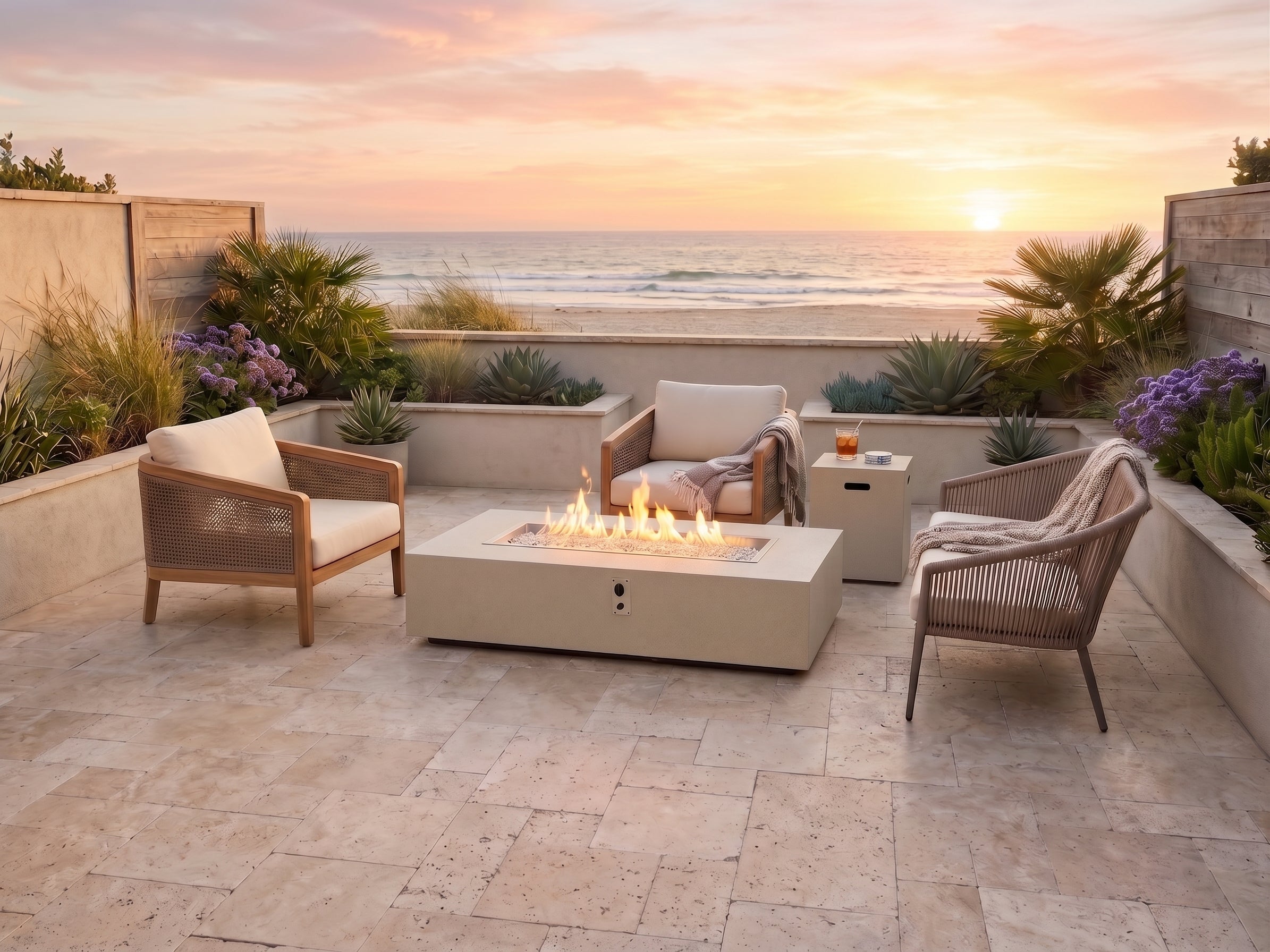 Vosera Linear Gas Fire Pit Table