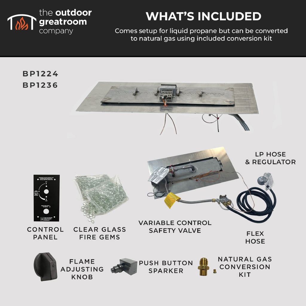 Crystal Fire Plus Linear Gas Burner Insert and Plate Kit