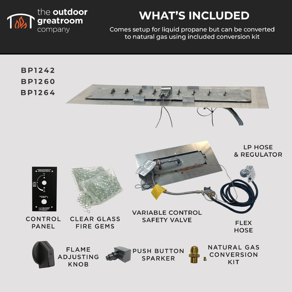 Crystal Fire Plus Linear Gas Burner Insert and Plate Kit