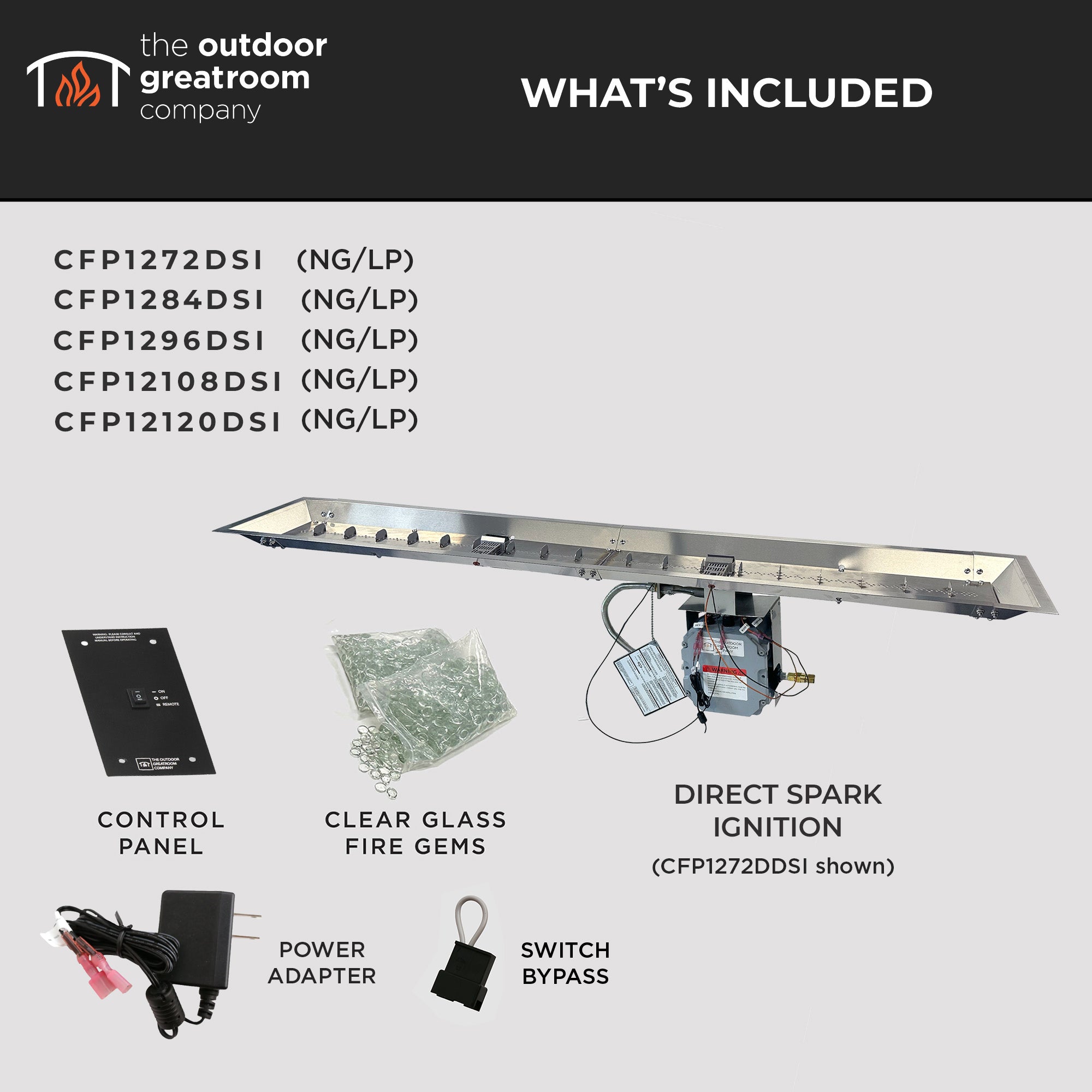 Crystal Fire Plus Linear Gas Burner