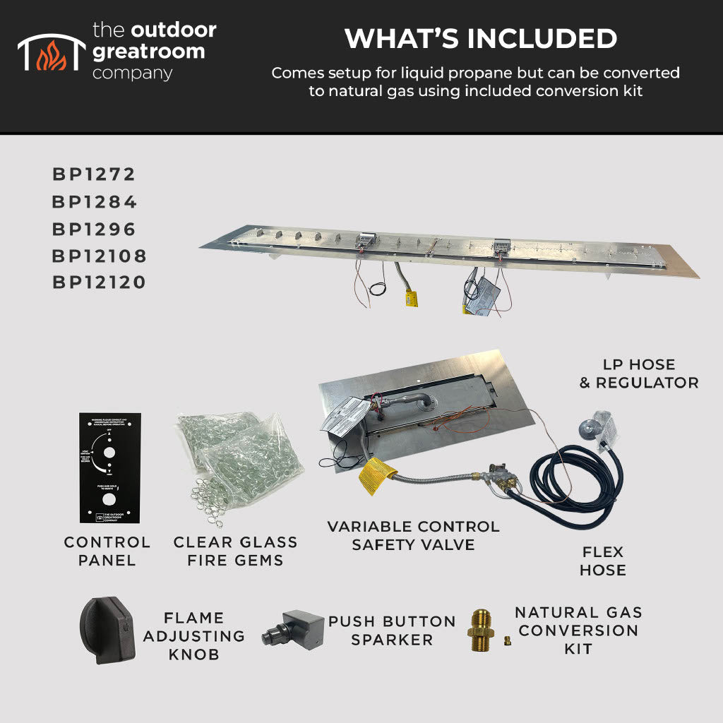 Crystal Fire Plus Linear Gas Burner Insert and Plate Kit