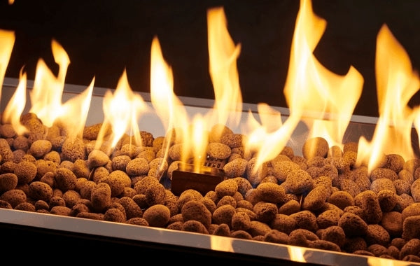 A close up view of lava rocks over a Crystal Fire burner