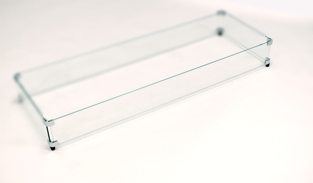 A slightly blurry Linear Glass Wind Guard on a white background