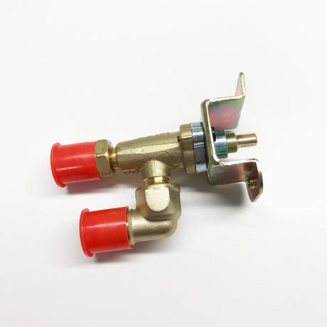 A gas valve for a control panel on a white background