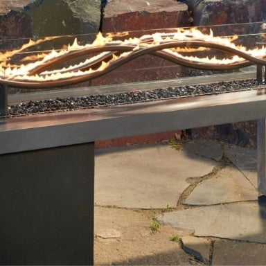 The Linear Black Wave burner being used on a patio
